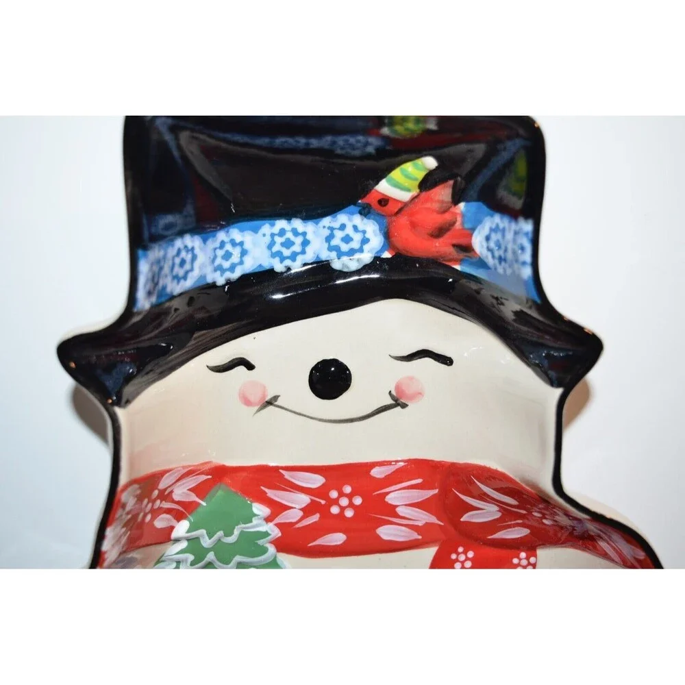 TempTations‎ Tara Winter Whimsy Chip Bowl Baking Dish Snowman Christmas Frosty